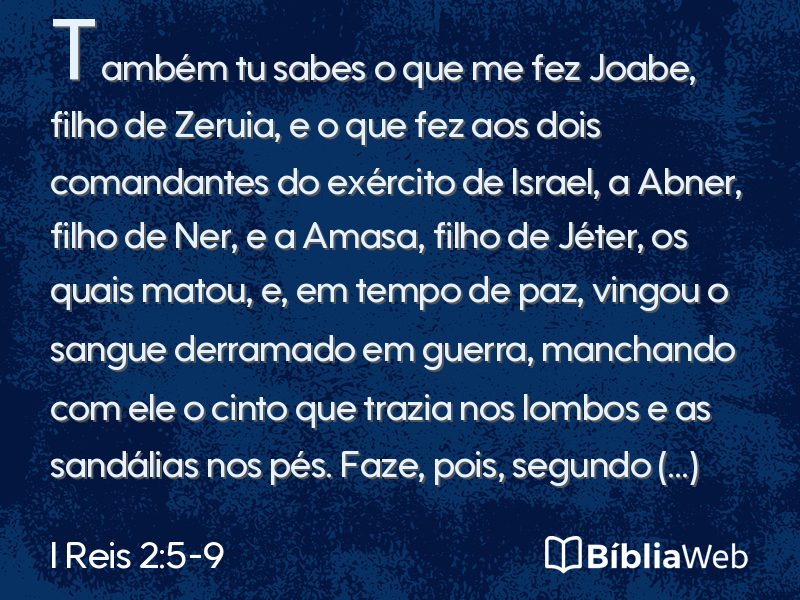 I Reis 2:5-9 em imagem para compartilhar