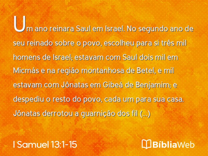 I Samuel 13:1-15 em imagem para compartilhar