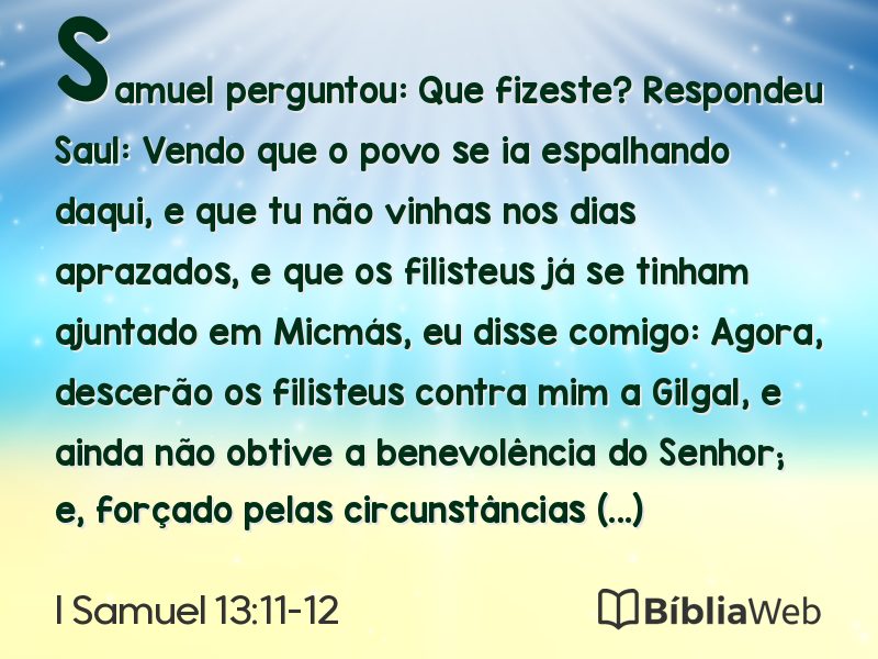 I Samuel 13:11-12 em imagem para compartilhar