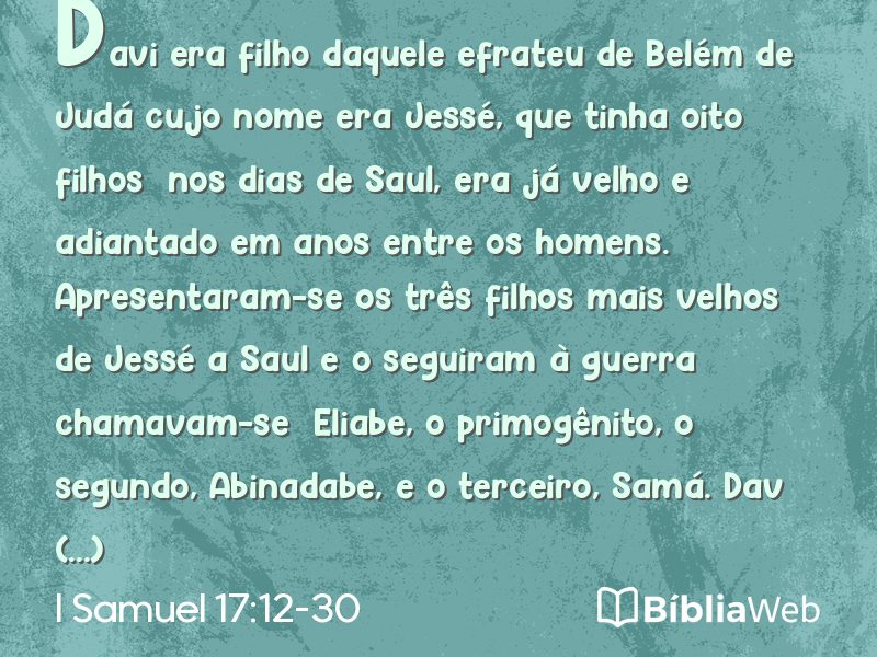 I Samuel 17:12-30 em imagem para compartilhar