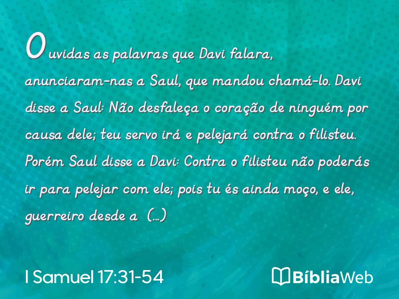 I Samuel 17:31-54 em imagem para compartilhar