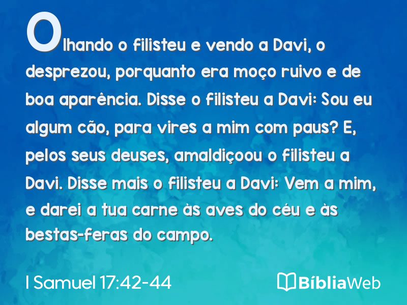 I Samuel 17:42-44 em imagem para compartilhar