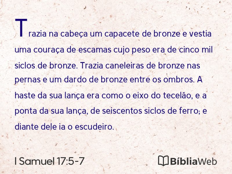 I Samuel 17:5-7 em imagem para compartilhar