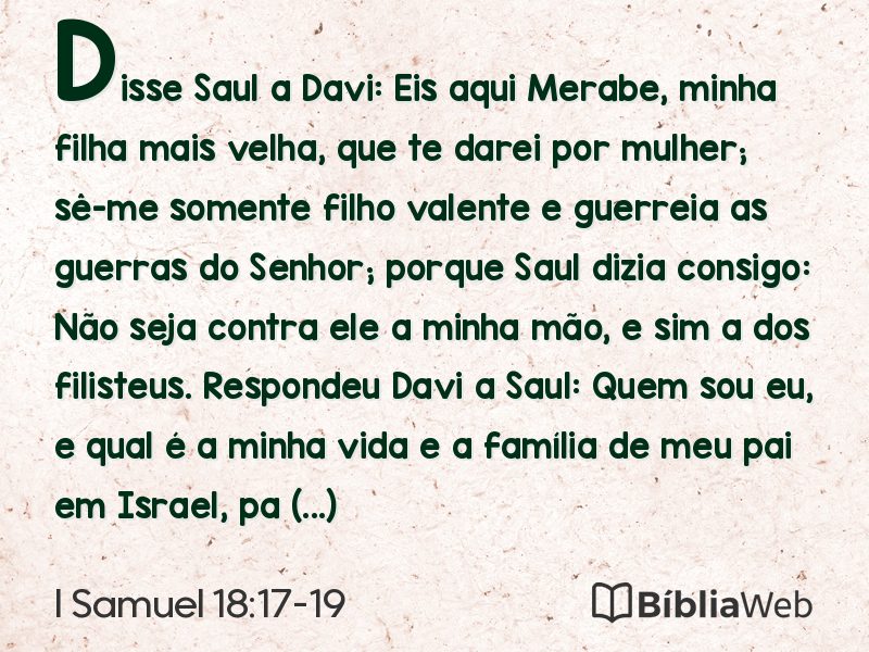 I Samuel 18:17-19 em imagem para compartilhar