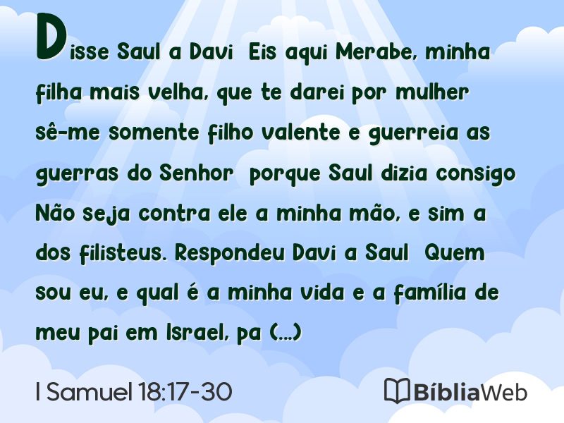 I Samuel 18:17-30 em imagem para compartilhar