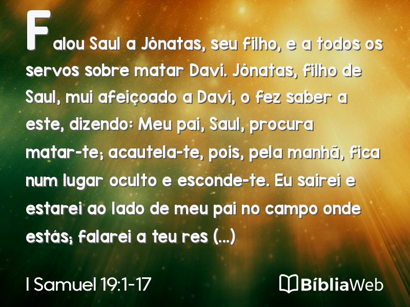 I Samuel 19:1-17 em imagem para compartilhar