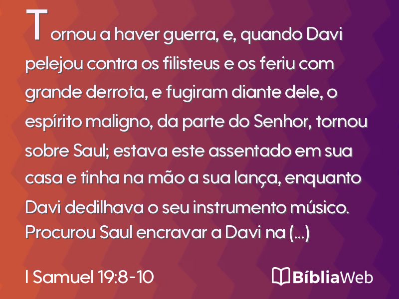 I Samuel 19:8-10 em imagem para compartilhar