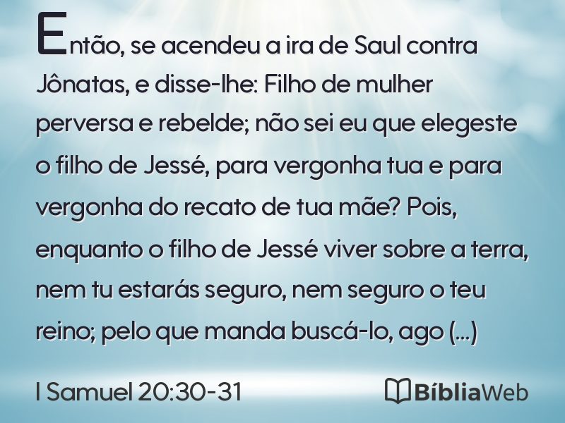I Samuel 20:30-31 em imagem para compartilhar