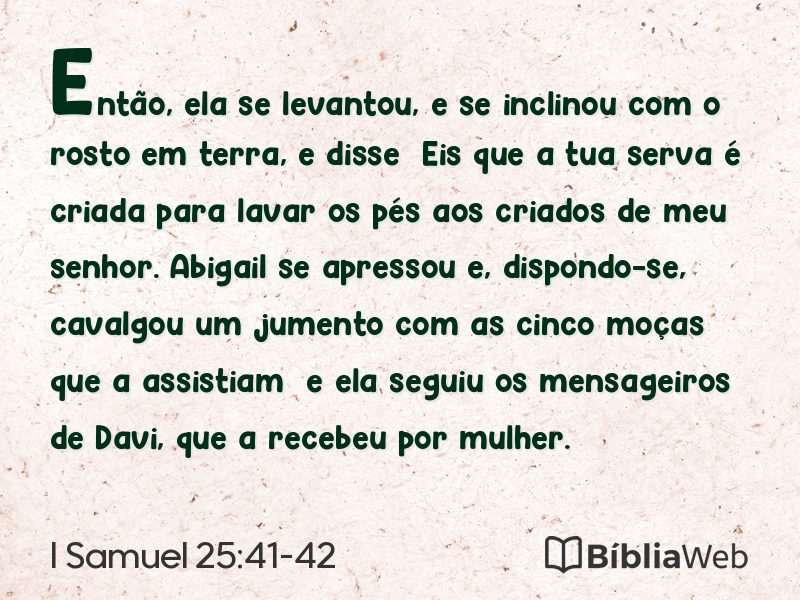 I Samuel 25:41-42 em imagem para compartilhar