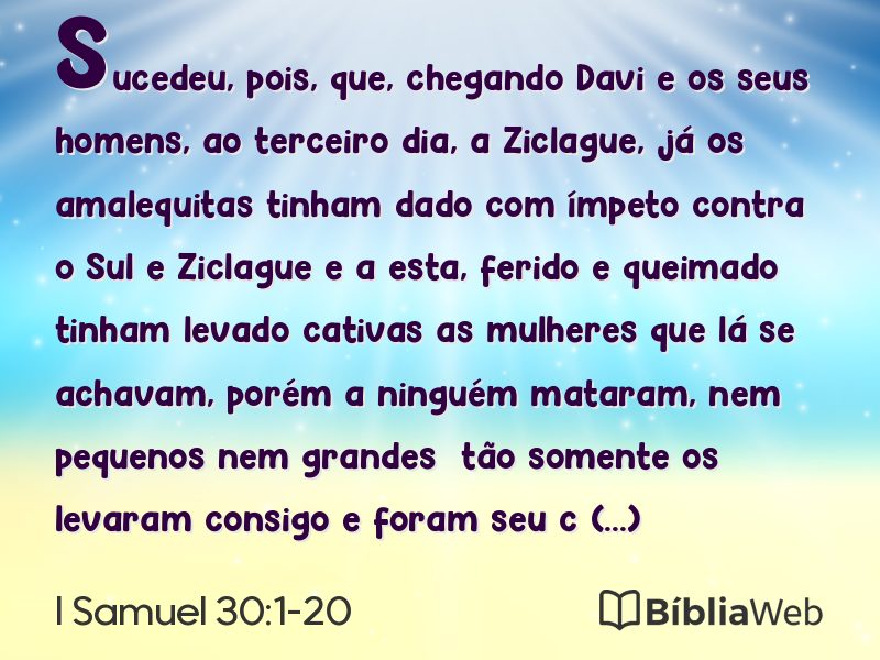 I Samuel 30:1-20 em imagem para compartilhar