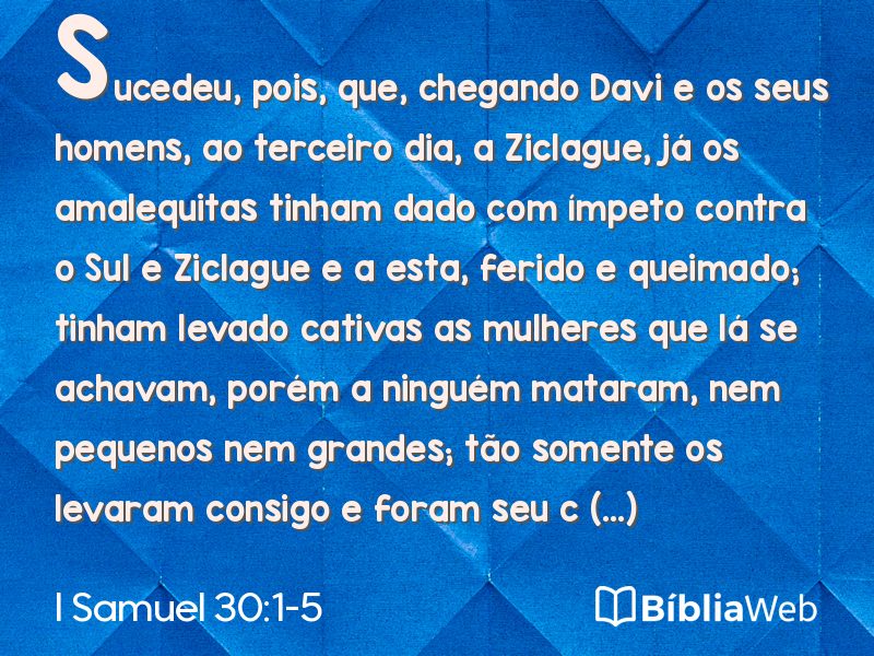 I Samuel 30:1-5 em imagem para compartilhar