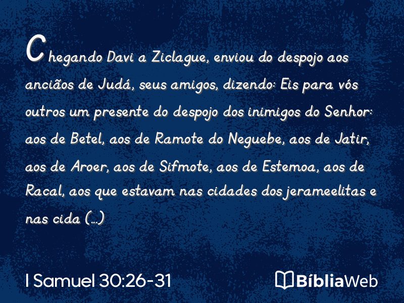 I Samuel 30:26-31 em imagem para compartilhar