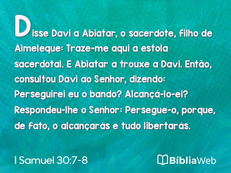 I Samuel 30:7-8 em imagem para compartilhar