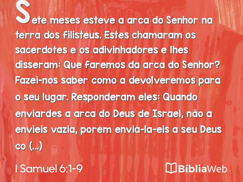 I Samuel 6:1-9 em imagem para compartilhar