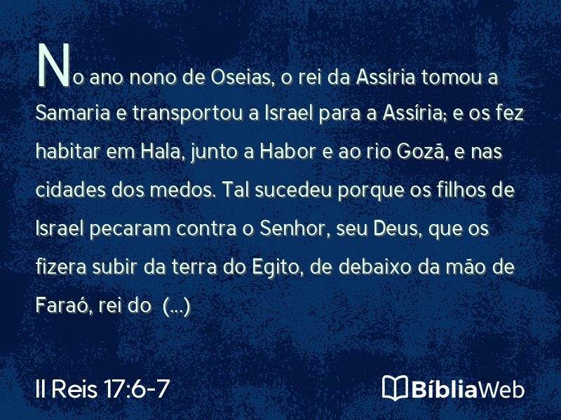 II Reis 17:6-7 em imagem para compartilhar
