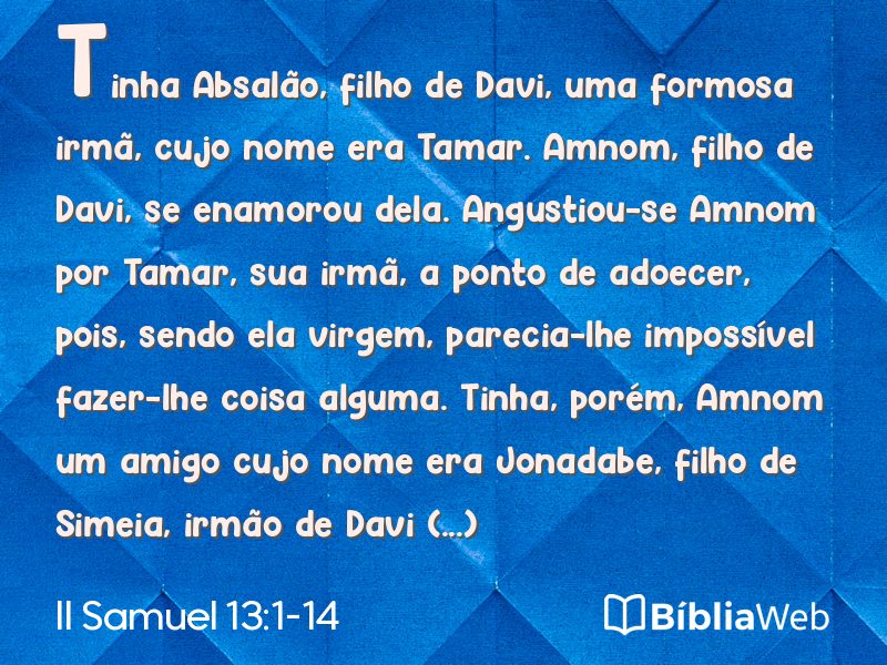 II Samuel 13:1-14 em imagem para compartilhar