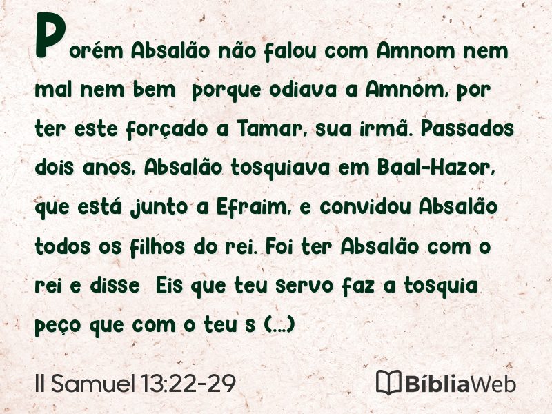 II Samuel 13:22-29 em imagem para compartilhar