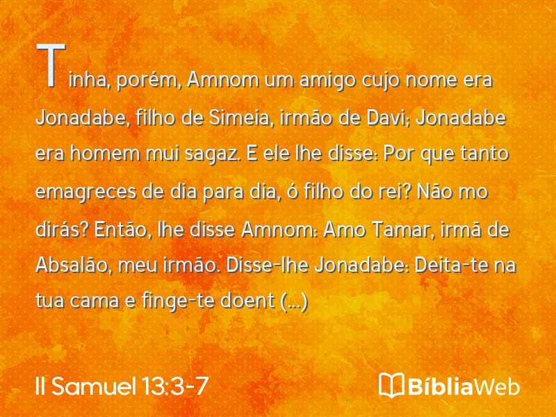 II Samuel 13:3-7 em imagem para compartilhar