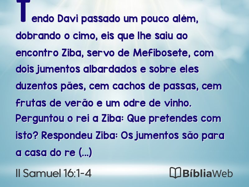 II Samuel 16:1-4 em imagem para compartilhar