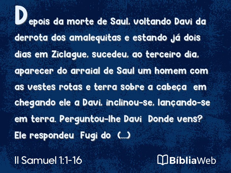 II Samuel 1:1-16 em imagem para compartilhar