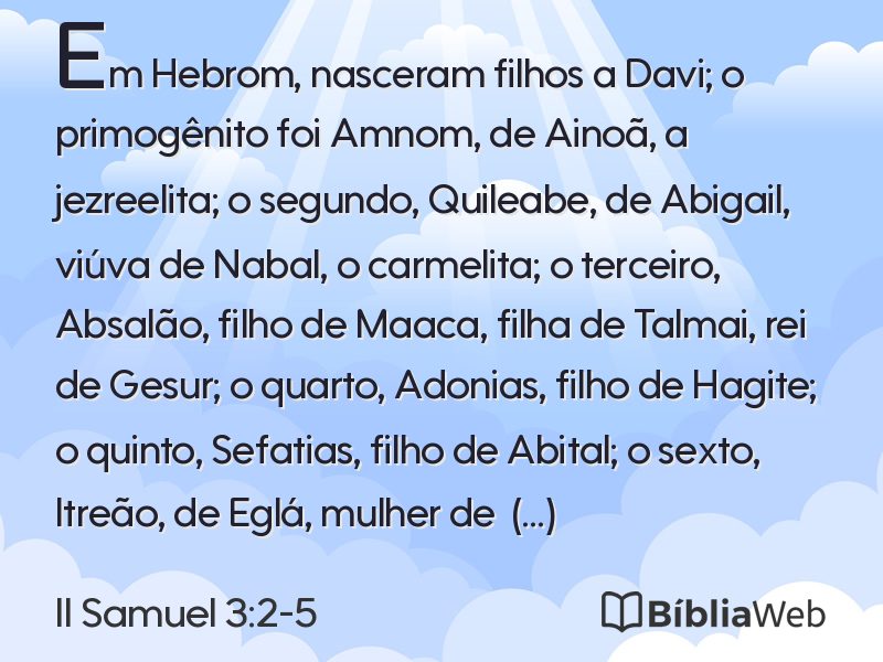 II Samuel 3:2-5 em imagem para compartilhar