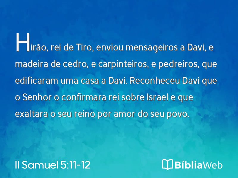 II Samuel 5:11-12 em imagem para compartilhar