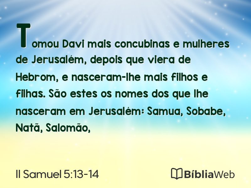 II Samuel 5:13-14 em imagem para compartilhar