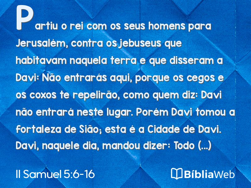 II Samuel 5:6-16 em imagem para compartilhar