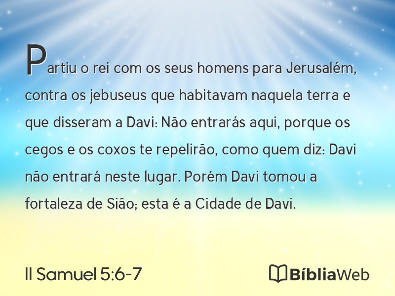 II Samuel 5:6-7 em imagem para compartilhar