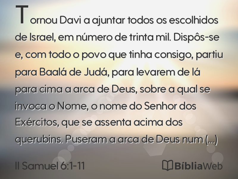 II Samuel 6:1-11 em imagem para compartilhar