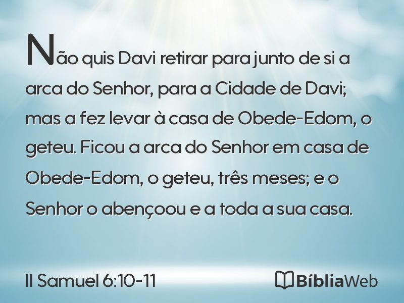 II Samuel 6:10-11 em imagem para compartilhar
