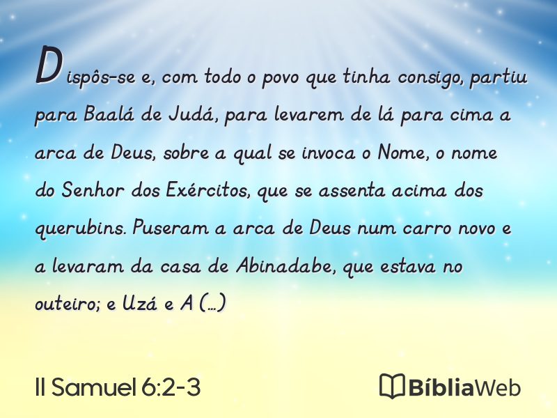 II Samuel 6:2-3 em imagem para compartilhar
