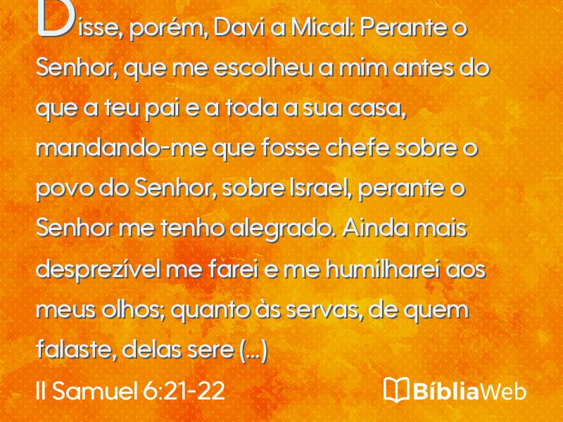 II Samuel 6:21-22 em imagem para compartilhar