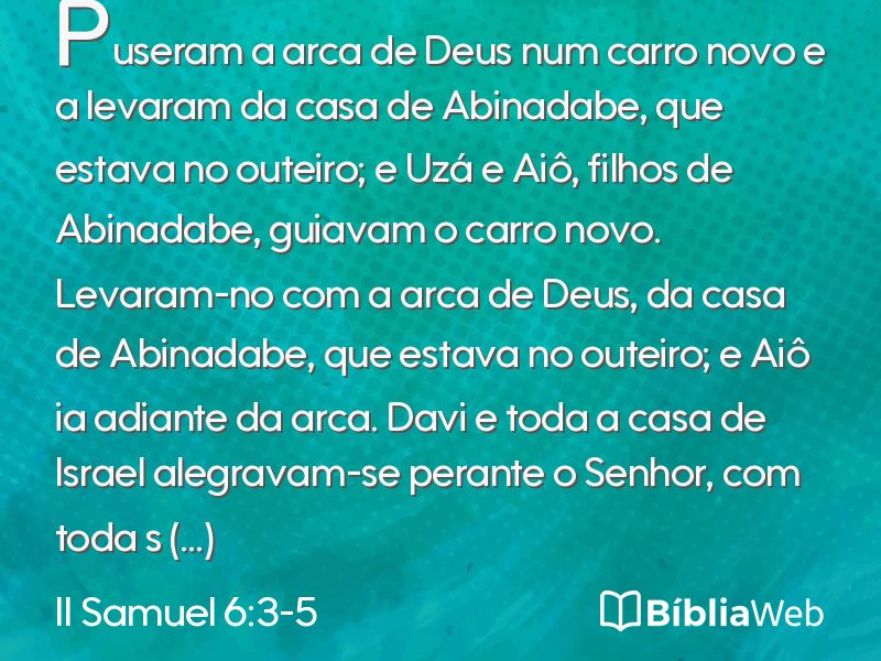 II Samuel 6:3-5 em imagem para compartilhar