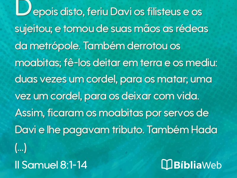 II Samuel 8:1-14 em imagem para compartilhar