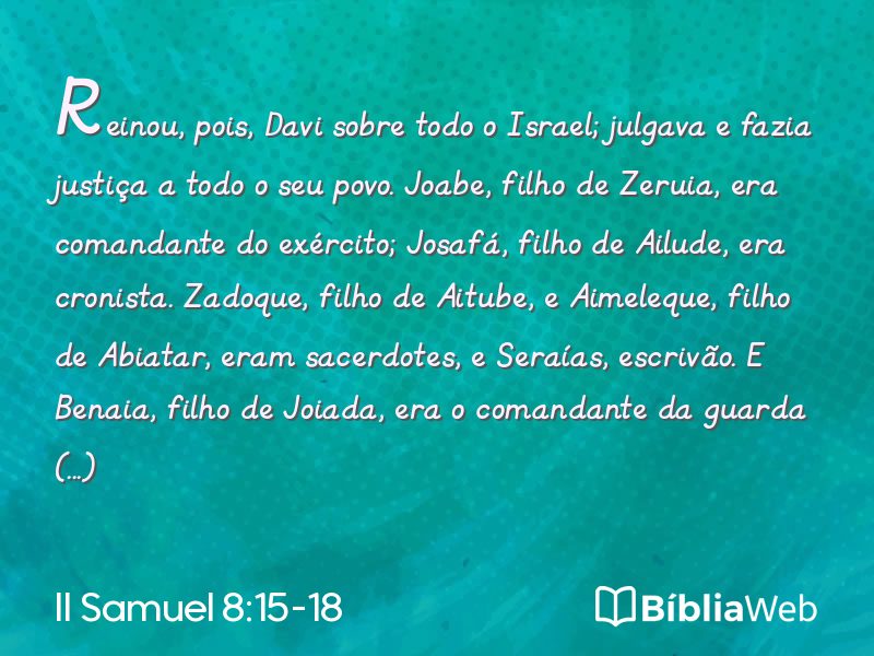 II Samuel 8:15-18 em imagem para compartilhar