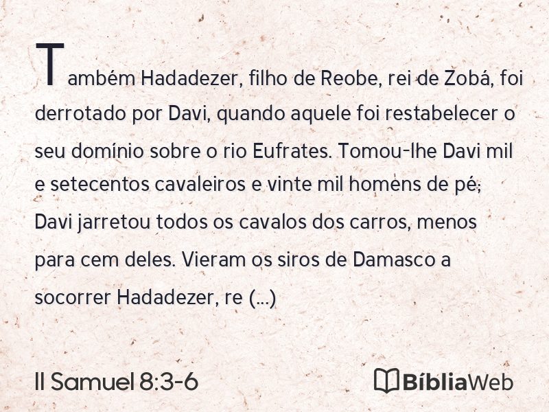 II Samuel 8:3-6 em imagem para compartilhar