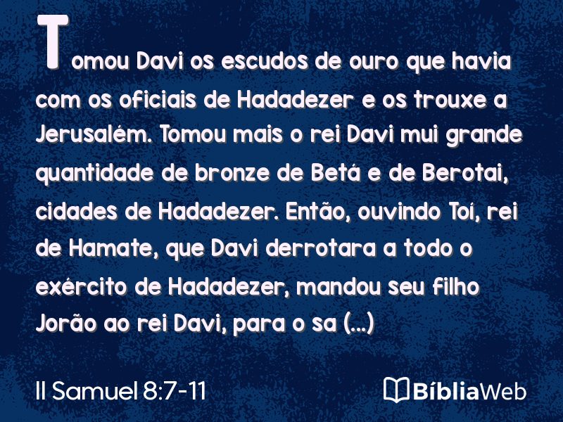 II Samuel 8:7-11 em imagem para compartilhar