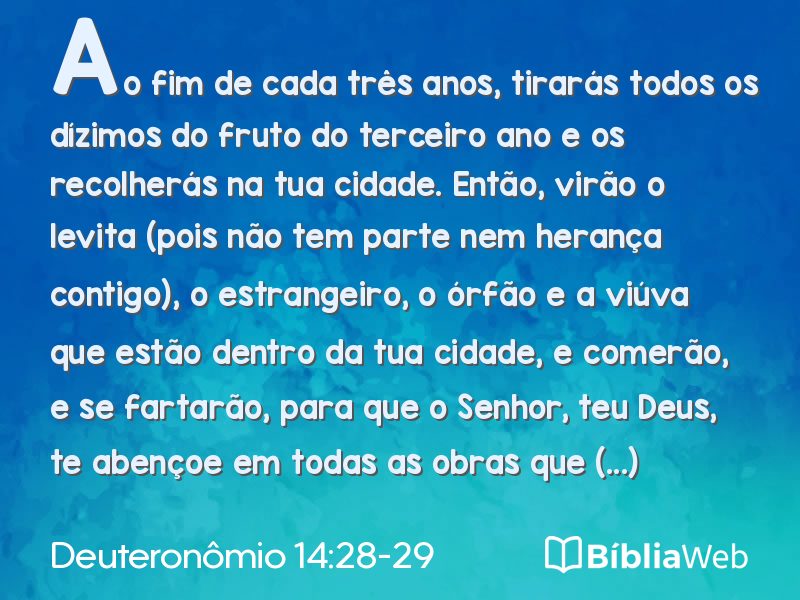 Deuteronômio 14:28-29 em imagem para compartilhar