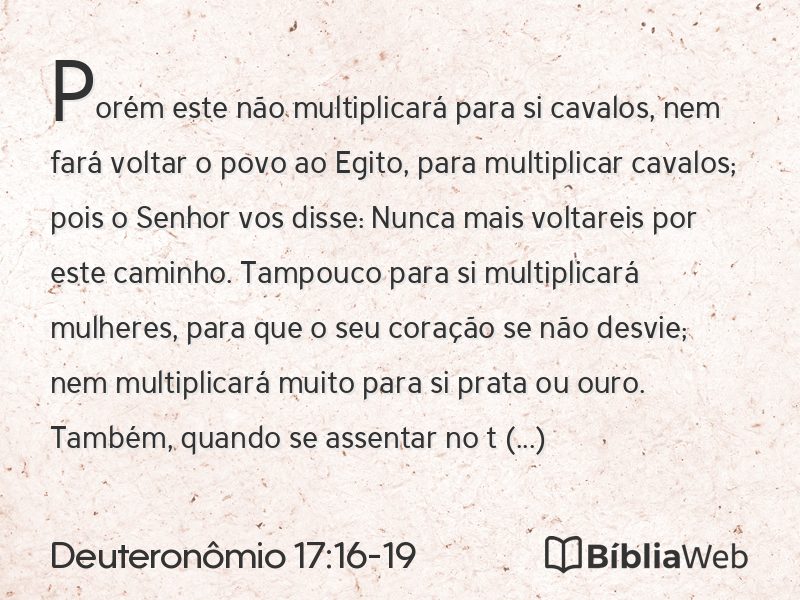 Deuteronômio 17:16-19 em imagem para compartilhar