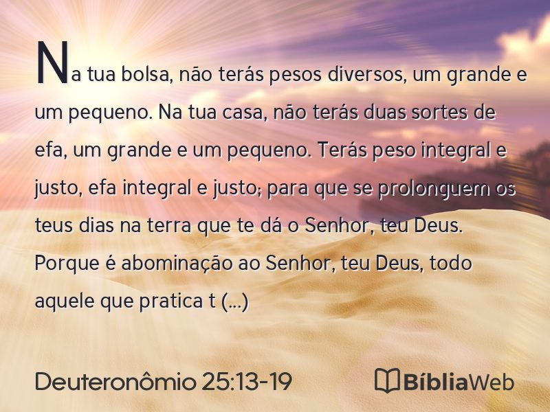 Deuteronômio 25:13-19 em imagem para compartilhar