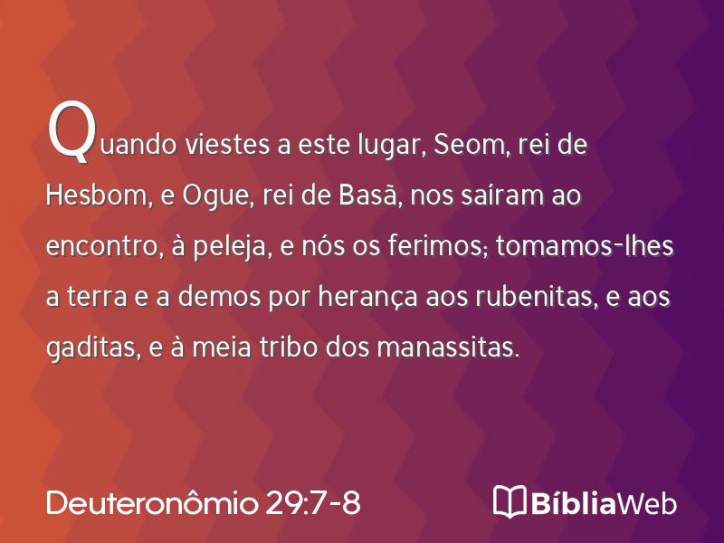 Deuteronômio 29:7-8 em imagem para compartilhar
