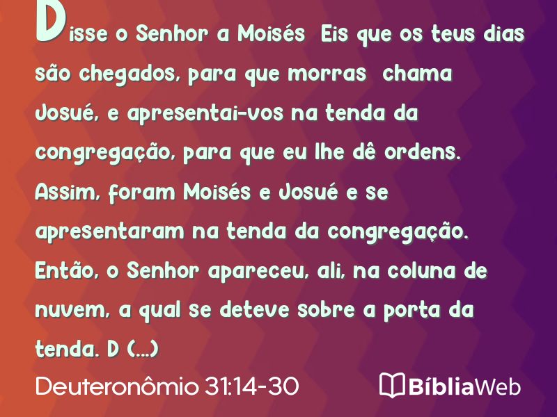 Deuteronômio 31:14-30 em imagem para compartilhar