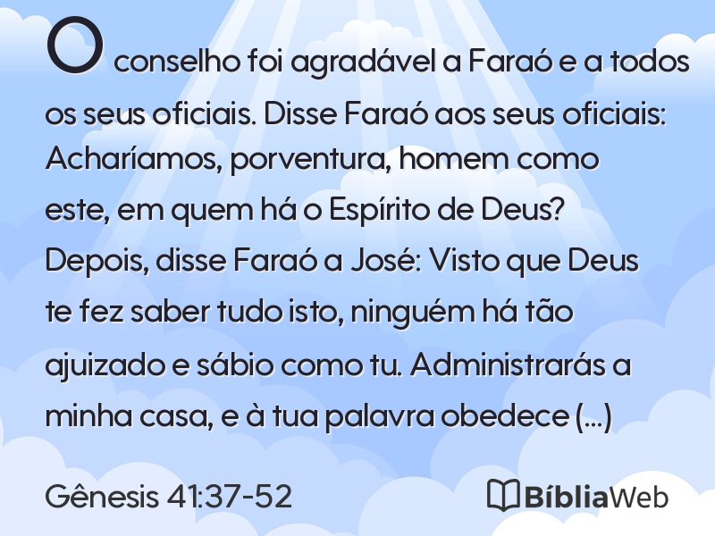 Gênesis 41:37-52 em imagem para compartilhar