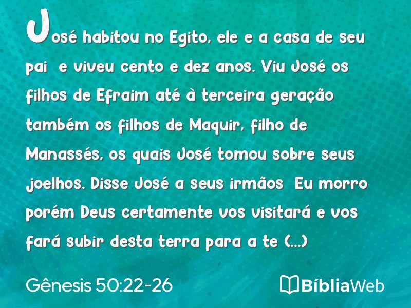 Gênesis 50:22-26 em imagem para compartilhar