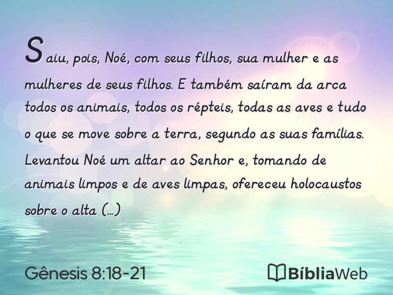 Gênesis 8:18-21 em imagem para compartilhar