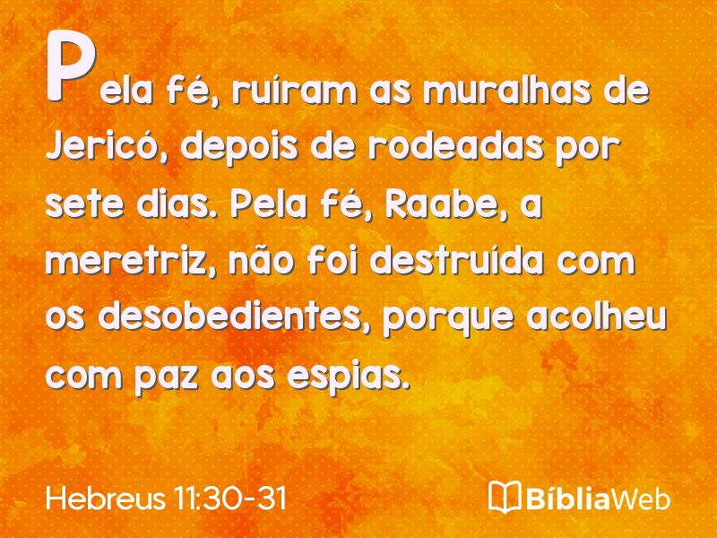 Hebreus 11:30-31 em imagem para compartilhar
