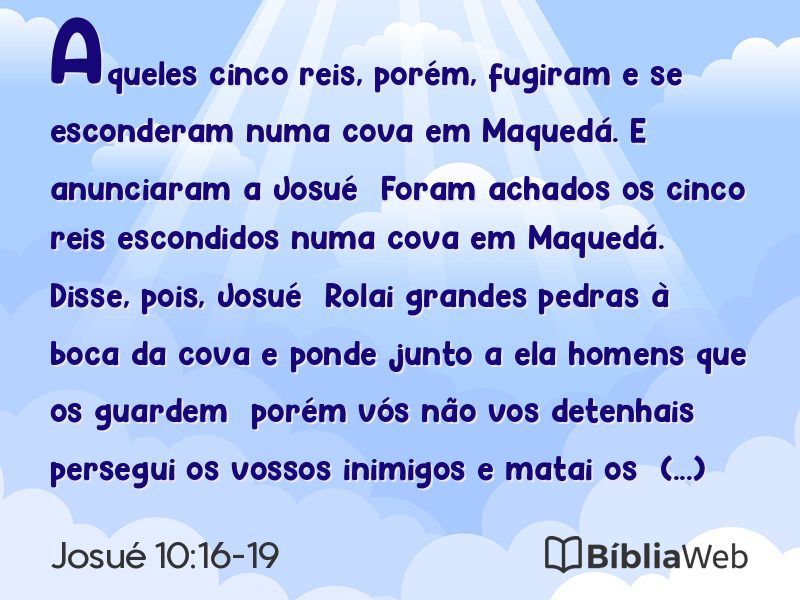 Josué 10:16-19 em imagem para compartilhar
