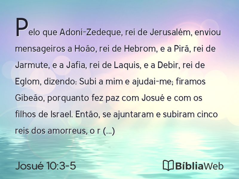Josué 10:3-5 em imagem para compartilhar