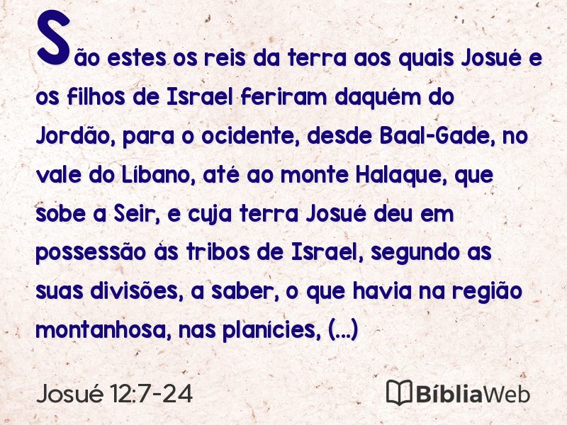 Josué 12:7-24 em imagem para compartilhar